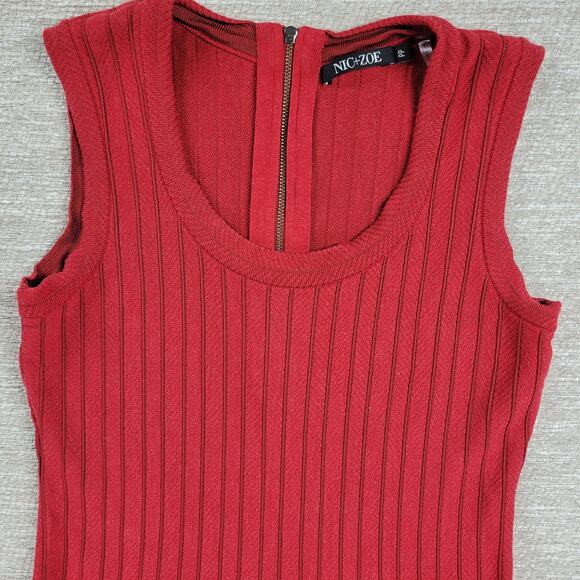 Nic + Zoe Red Knit Dress & Cardigan Set Size 2P Fit & Flare Ribbed Sweater 2pc - Picture 11 of 16